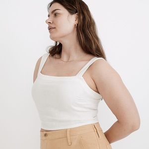 Madewell Linen-Blend Abbie Crop Top, Cream | Sz L